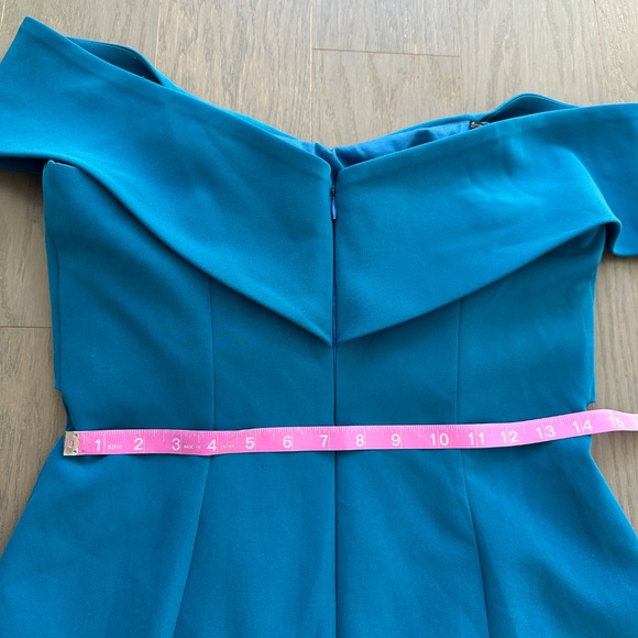 Sachin + Babi Bacall Ocean Blue Gown Off The Shoulder Maxi Dress Evening Size 6 - Picture 13 of 15